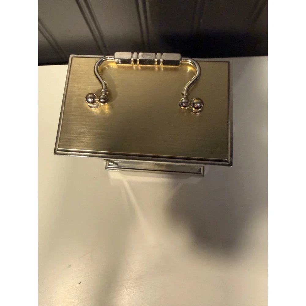 Bulova Quartz Carriage Clock Two Tone Silver Gold Roman Numeral Made in Germany